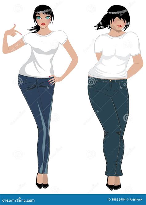 Fat And Slim Woman Stock Vector Illustration Of Party 38835984