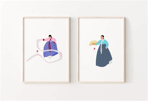 Korean Wall Art Set Of 2 Korean Art Asian Art Asian Art Print Asian