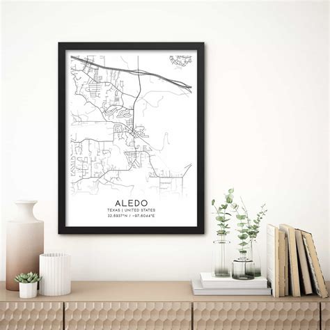 Vintage Aledo Texas Map Poster Modern Home Decor Wall Art Print Custom Maps And Posters