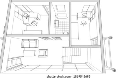 Modern Small House Plan 3d Illustration Stock Illustration 1869545695 ...