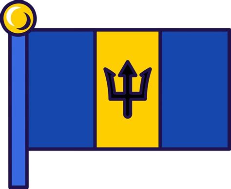 Premium Vector Barbados Country Nation Flag On Flagstaff Vector