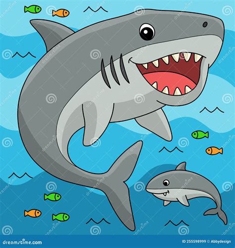 Megalodon Animal Colored Cartoon Illustration | CartoonDealer.com ...