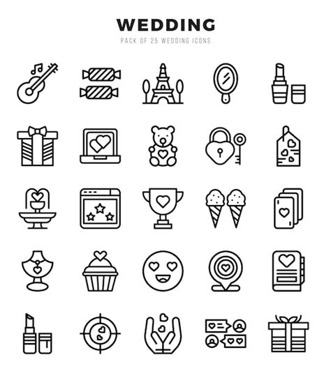 Premium Vector Set Of Wedding Icons Simple Line Art Style Icons Pack