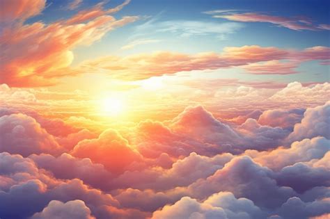 Premium Ai Image Heavenly Sky Sunset Above The Clouds