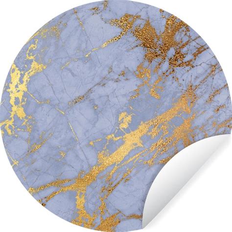 Wallcircle Muurstickers Behangcirkel Marmer Blauw Goud