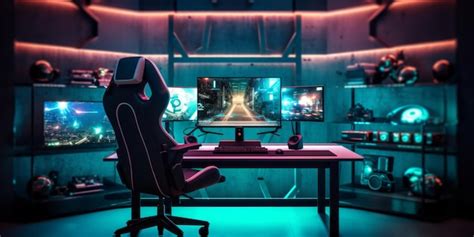 Game Room With Computer For Cybergamers Generative Ai Premium Ai