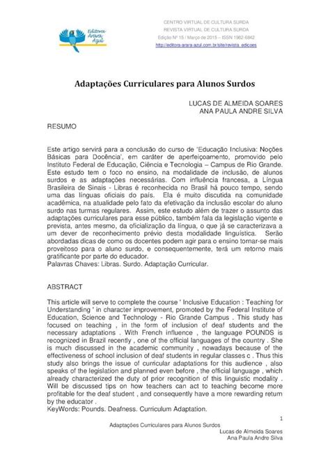 Pdf Adaptações Curriculares Para Alunos Surdos Curriculares Para