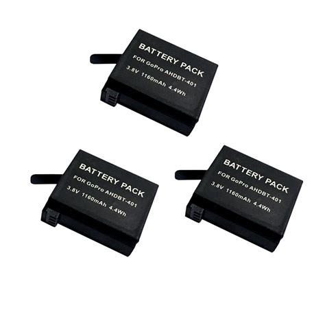 3Pcs High Quality 1160mAh AHDBT 401 AHDBT 401 402 Battery For GoPro Go