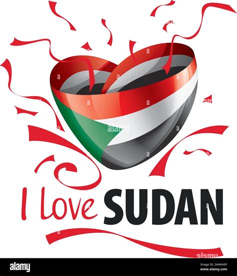 National Flag Of The Sudan In The Shape Of A Heart And The Inscription