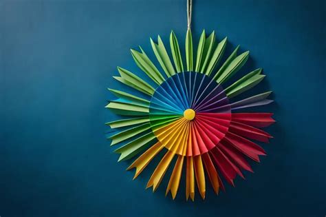 Premium Ai Image A Colorful Pinwheel Hanging From A String