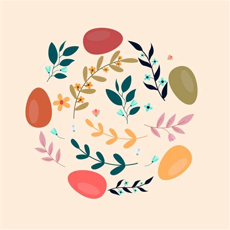 Easter boho leaves with eggs. vector illustrator 20628941 Vector Art at ...