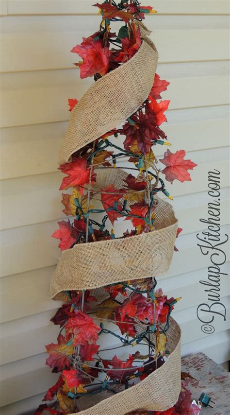 DIY Tomato Stake Fall Tree Burlap Kitchen