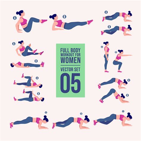 Women Workout Set Women Doing Fitness And Yoga Exercises Lunges