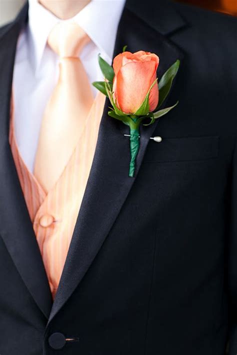 Coral Rose Boutonniere Groom And Groomsmen Beach Wedding Coral