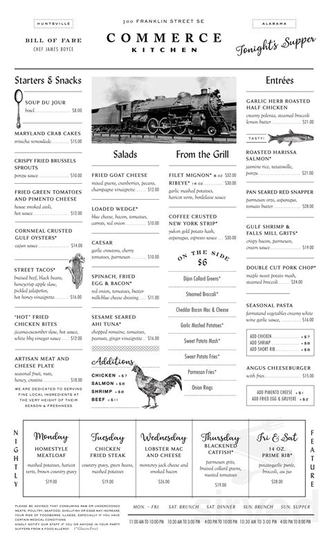 Commerce Kitchen Menu In Huntsville Alabama Usa