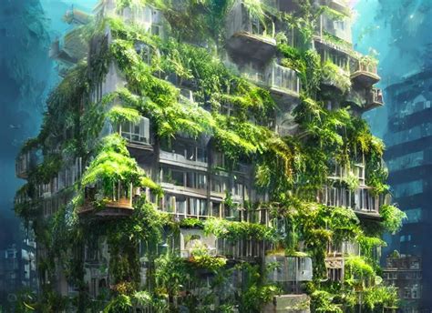 Krea Overgrown Foliage Overtaking Tall Buildings Underwater