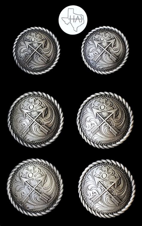 Set Of 6 Saddle Set Conchos With Arrows In Antique Nickel Etsy