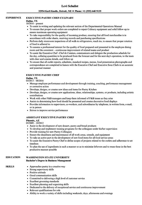 Executive Pastry Chef Resume Samples Velvet Jobs