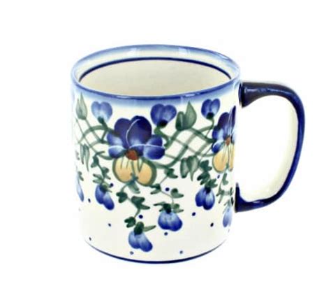 Blue Rose Polish Pottery Pansies Coffee Mug Fred Meyer