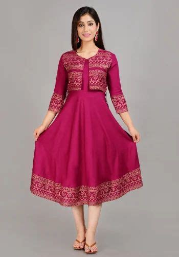 Cotton Woman Anarkali Suite With Jacket Pink At Rs 799 In Jaipur ID