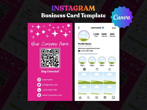 Editable Instagram Business Cards Design Canva Template Ig Business