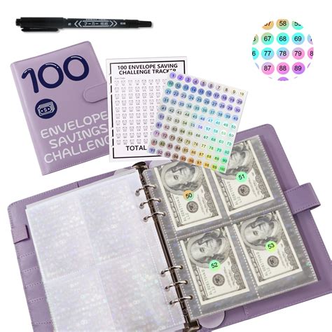 100 Envelopes Money Saving Challenge 2023 PU Leather 100 Envelope