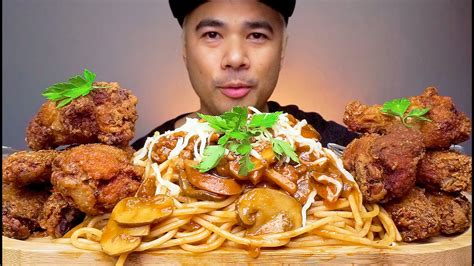 Crispy Fried Chicken Wings Spaghetti Filipino Style Mukbang Asmr