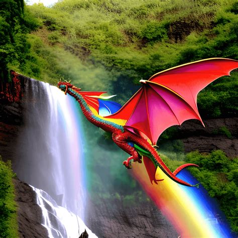 Beautiful Rainbow Dragon Flapping Its Wings Creative Fabrica