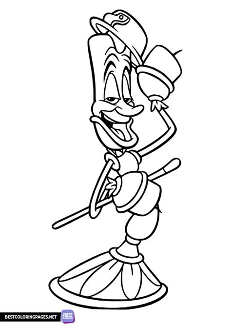 Beauty And The Beast Lumiere Coloring Page Free Printable Coloring