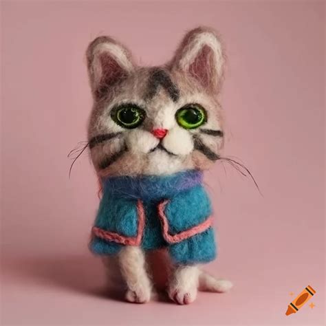 Felted Wool Cat With Unique Outfit On Craiyon