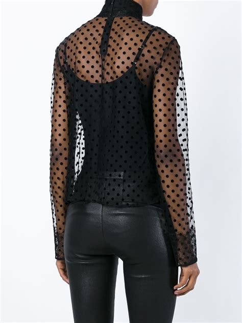 Rochas Sheer Polka Dot Blouse In Black Lyst