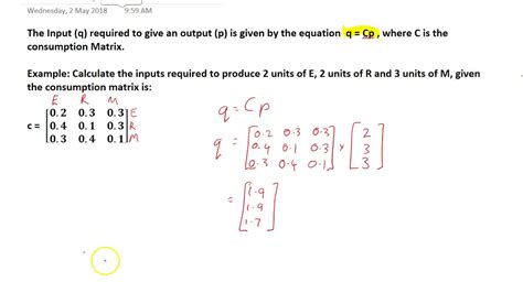 Calculating An Input Matrix Youtube