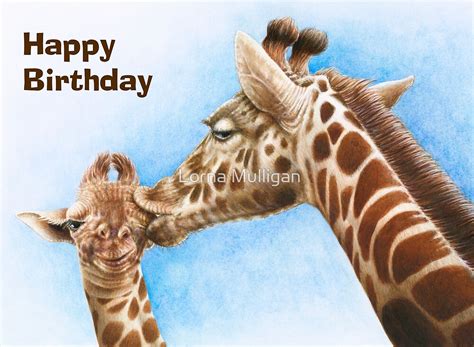 Giraffe Calf Birthday Card By Lorna Mulligan Redbubble