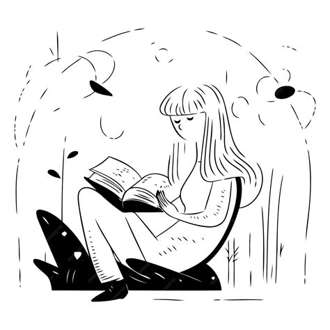 Premium Vector Girl Reading A Book In The Park Flat Style Vector