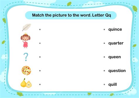 premium vector match words   correct pictures letter