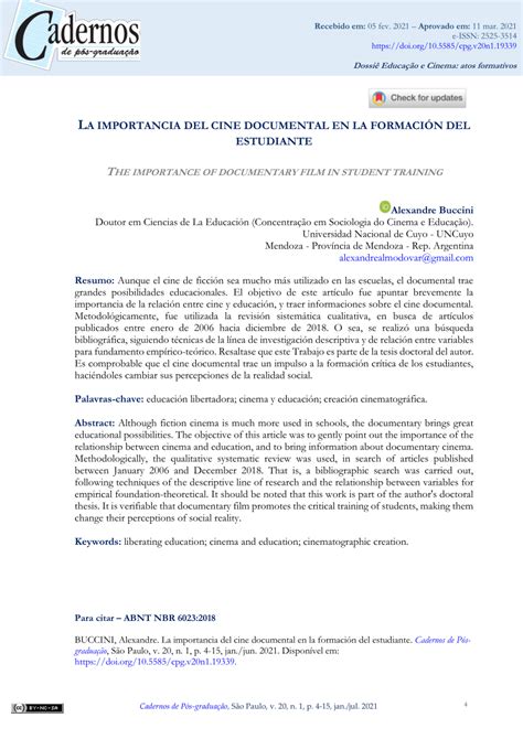 Pdf La Importancia Del Cine Documental En La Formaci N Del Estudiante