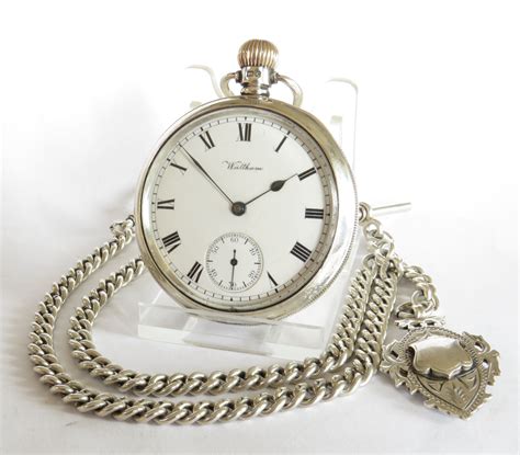 1940s Silver Waltham Pocket Watch Chain