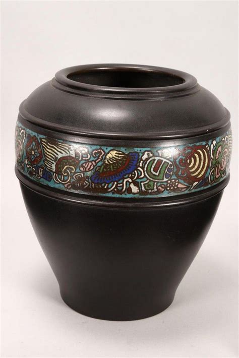 Bronze Cloisonne Vase With Stylised Precious Objects Bronze Oriental