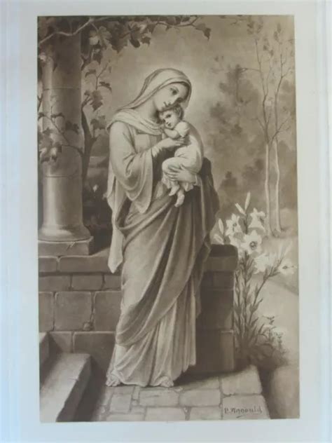 Ancienne Lithographie Image Pieuse Religieuse Xixe Vierge A L Enfant