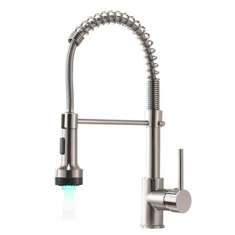 Fapully Stainless Steel Contemporary Single Handle Spring Pull Down Sprayer Kitchen Faucet With