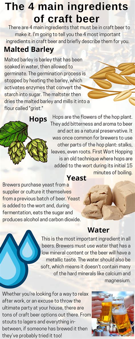 The 4 Main Ingredients In Craft Beer Infographic Infographic Plaza