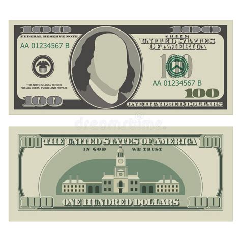 One Hundred Dollar Bill. 100 Dollars Banknote, Front and Reverse Side ...