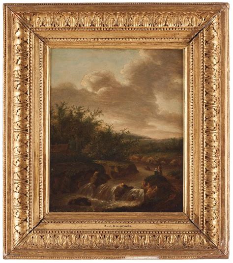 Jacob Van Ruisdael Hans Krets Landskap Med Figurer Vid Ett Vattenfall