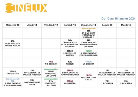 Programmation du 10 au 16 janvier 2024 Cinélux