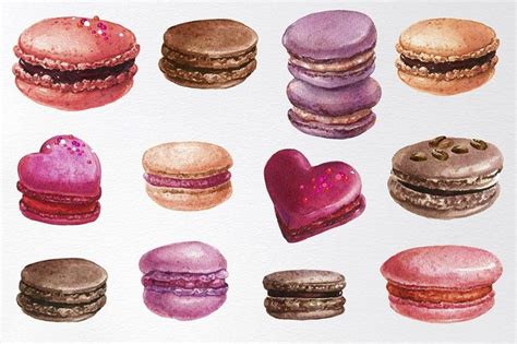 Watercolor Pink Macarons Clipart In 2023 Pink Macarons Macaroons