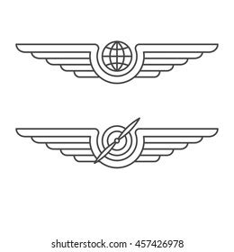 Aviation Emblem Set Badges Logos Military Stock Vector Royalty Free