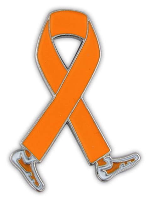 Pinmarts Orange Awareness Ribbon Walk Fundraiser Enamel Lapel Enamel Lapel Pin For Men And