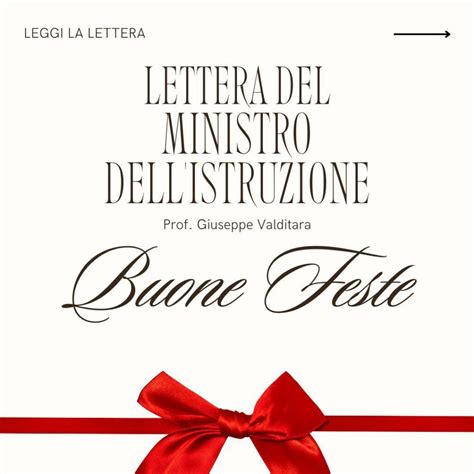 Lettera Di Auguri Del Ministro Valditara Alle Scuole Istituto