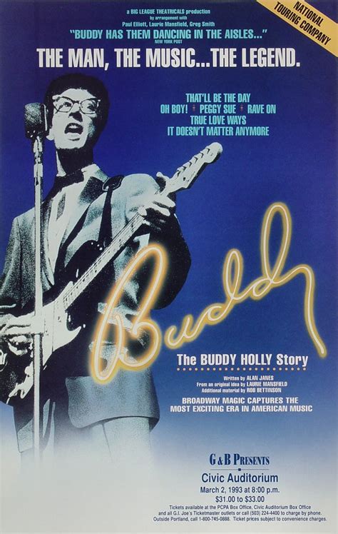 Buddy Holly Vintage Concert Poster from Portland Civic Auditorium, Mar ...