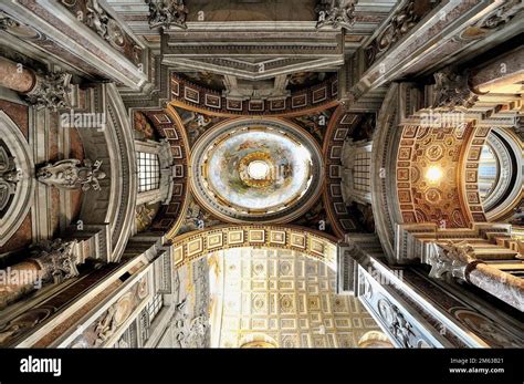 Interior detail of the ceilings in the Basilica of San Pedro in the ...